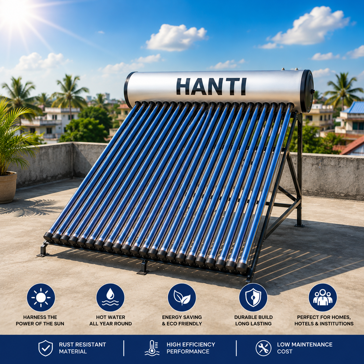 200L Hanti JPH-20 Heat Pipe Solar Heater | Pressurised | Kreatives.co.ke Kenya
