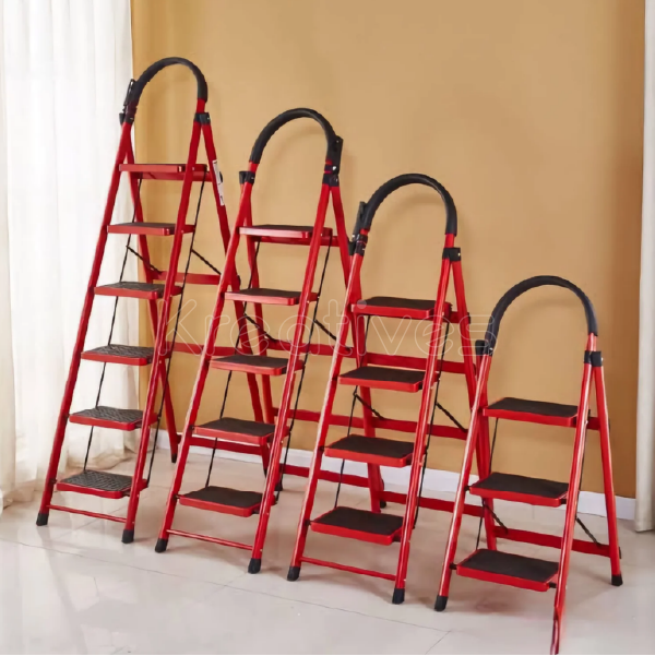 5 Step Folding Ladder Home Step Ladder Solid Steel