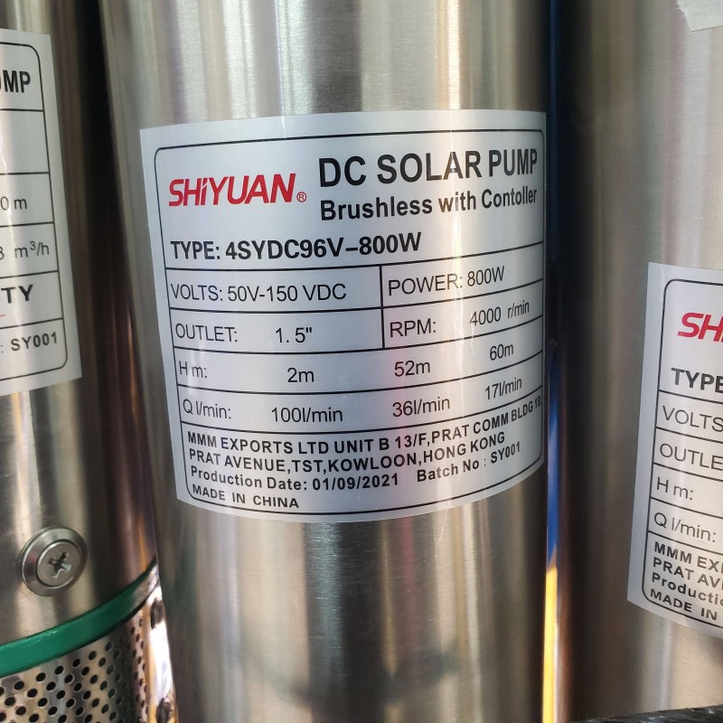 Shiyuan 60Mtrs 800watts Solar DC Pump with Controller
