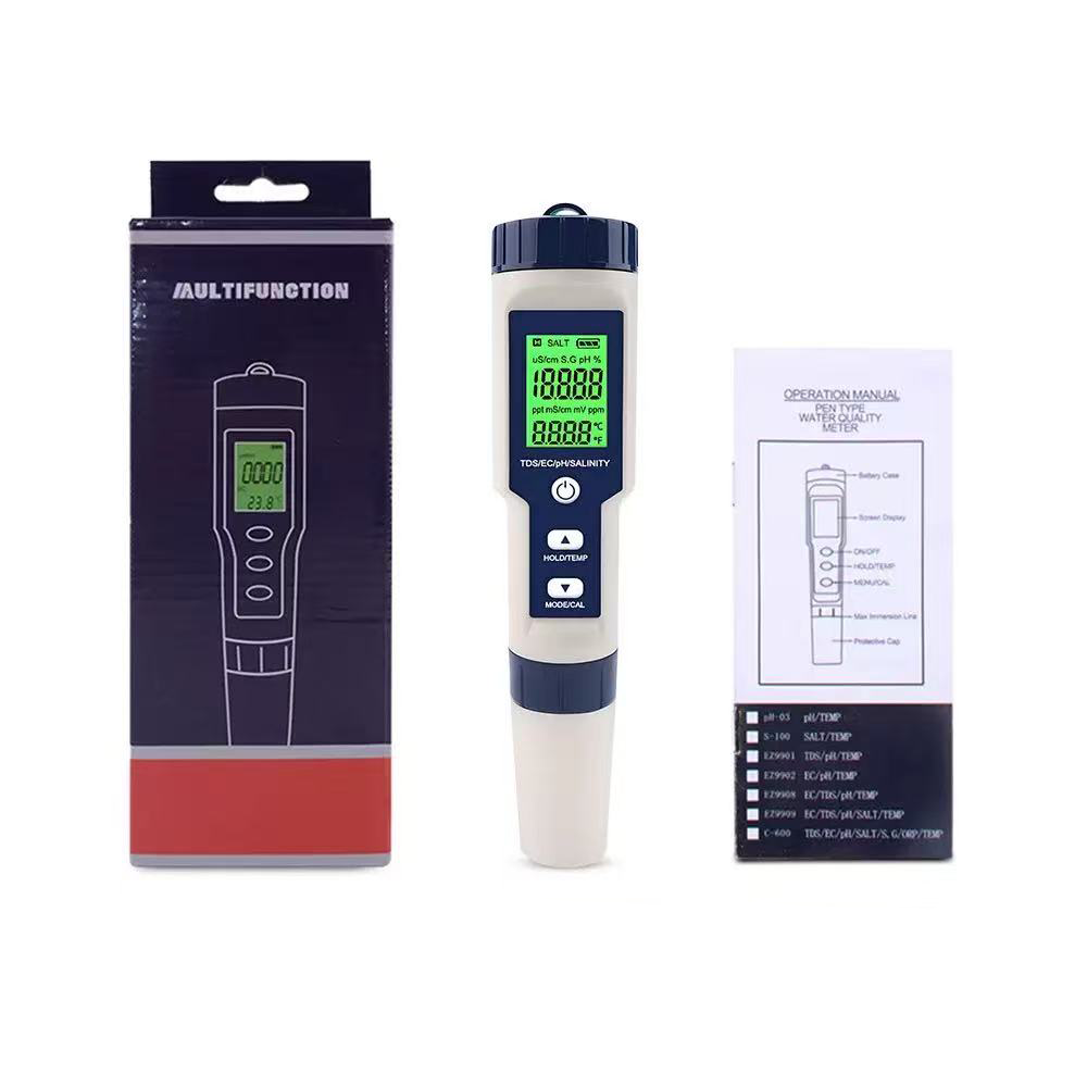 Digital Water Quality Tester 5-in-1 (TDS, EC, pH, Salinity & Temperature)