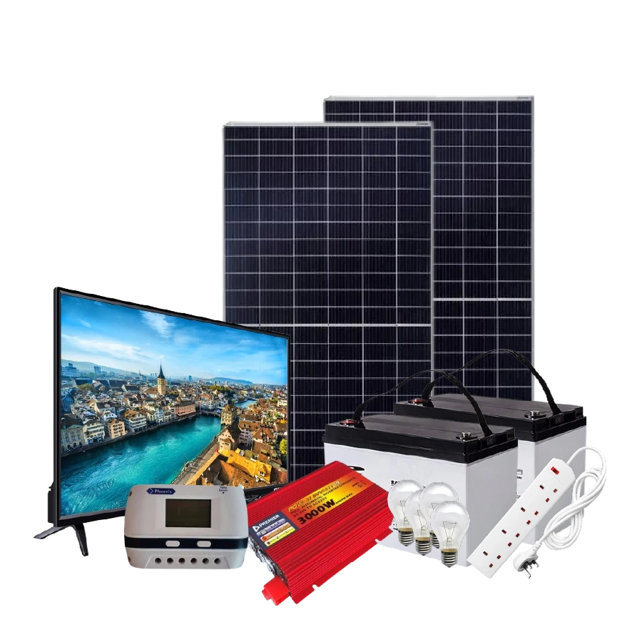 Ritar 3kW PWM Solar 32" LED TV System Kit - 3000W + Batteries + Extension - 1-2Bed House
