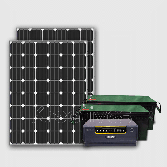 1.5Kva Hybrid Backup – 500Watts Solar panel + (2) 200AH Batteries + 1.5 inverter