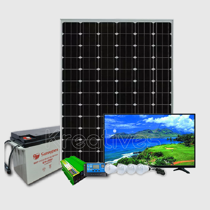 Sunnypex 200 Watts Solar Full System Kit + 32″ Flat Screen Digital LED TV