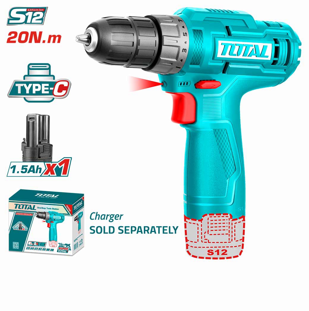 Total 12V 20Nm Li-Ion Cordless Drill | Kreatives.co.ke Kenya
