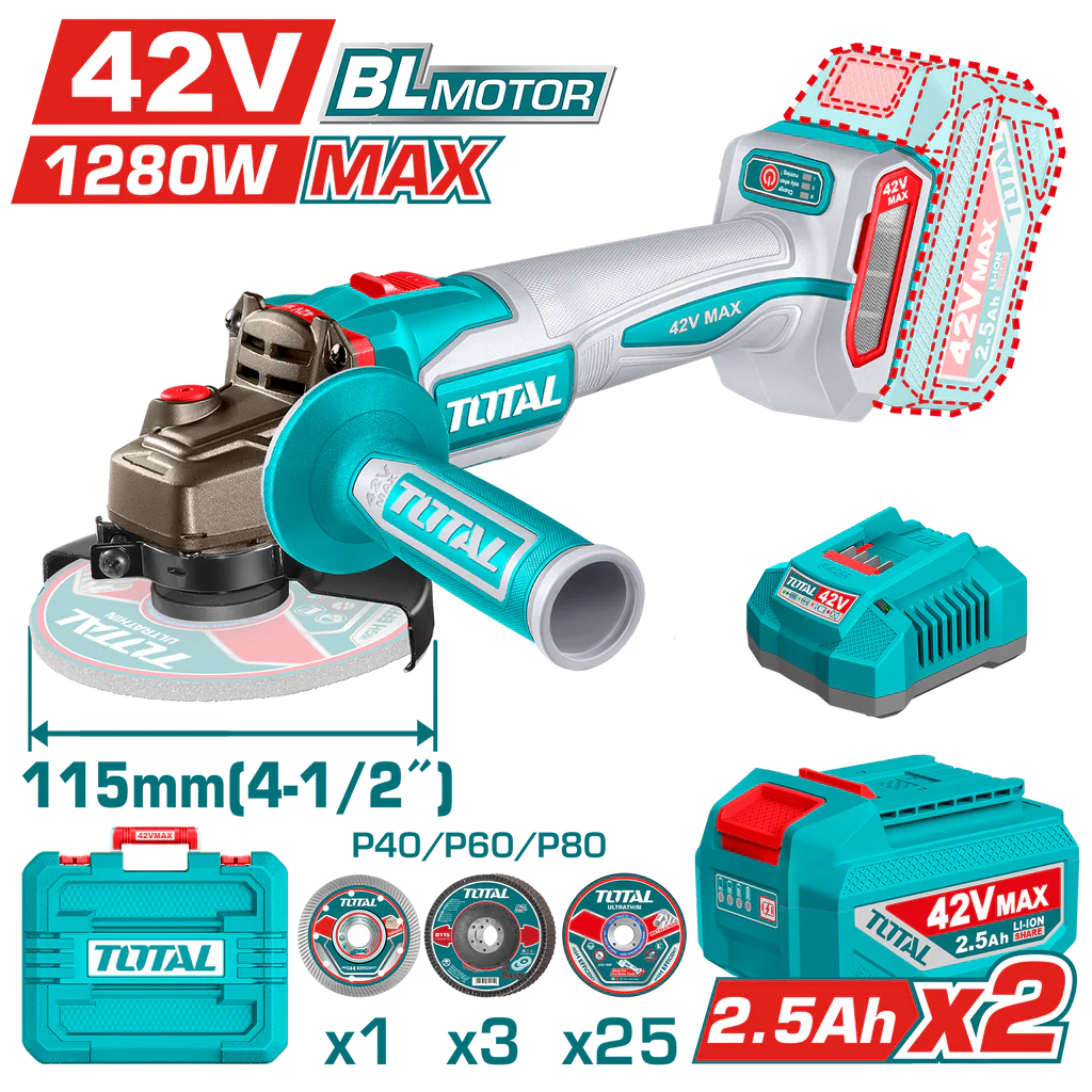 Total 42V 1280W Cordless Angle Grinder | Kreatives.co.ke Kenya