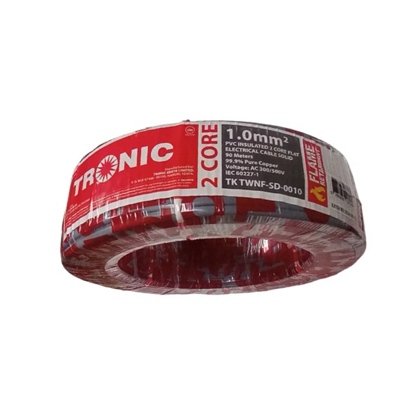 Tronic 2 core 1.0mm PVC Insulated Flat Electrical Cable Solid