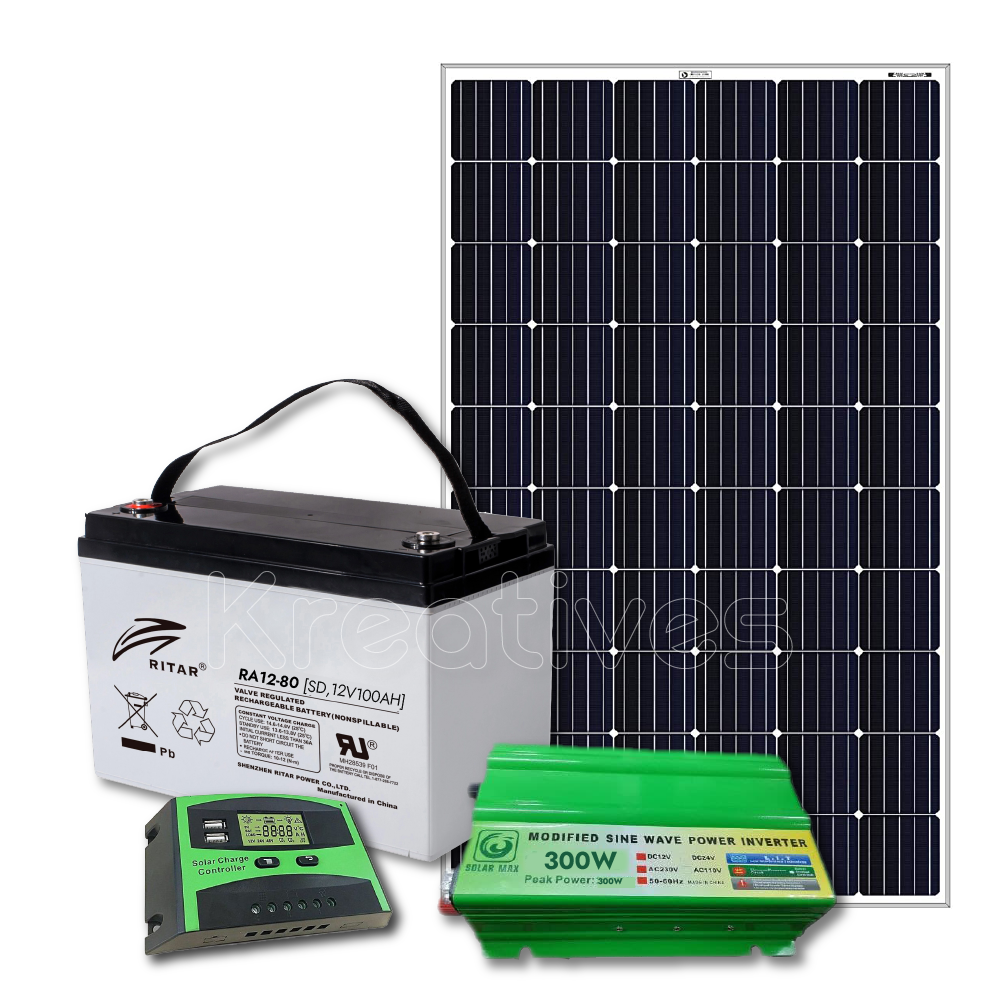 100Watts Complete Solar Kit 100ah Battery+ 100watts Battery